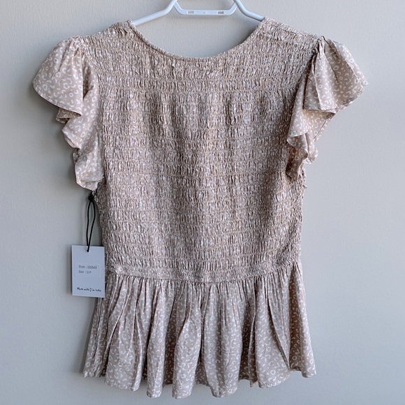 Nude Pink Cheetah Print Peplum Top - US S - Picture 3 of 3